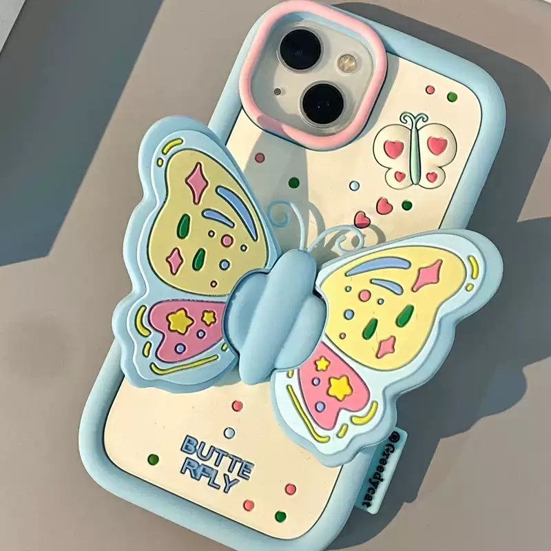 Girl Heart Butterfly Wings Folding Bracket Phone Case Drop-resistant Switch2Console